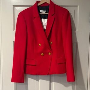 A.L.C. Women's Vibrant Red Blazer with Gold Buttons